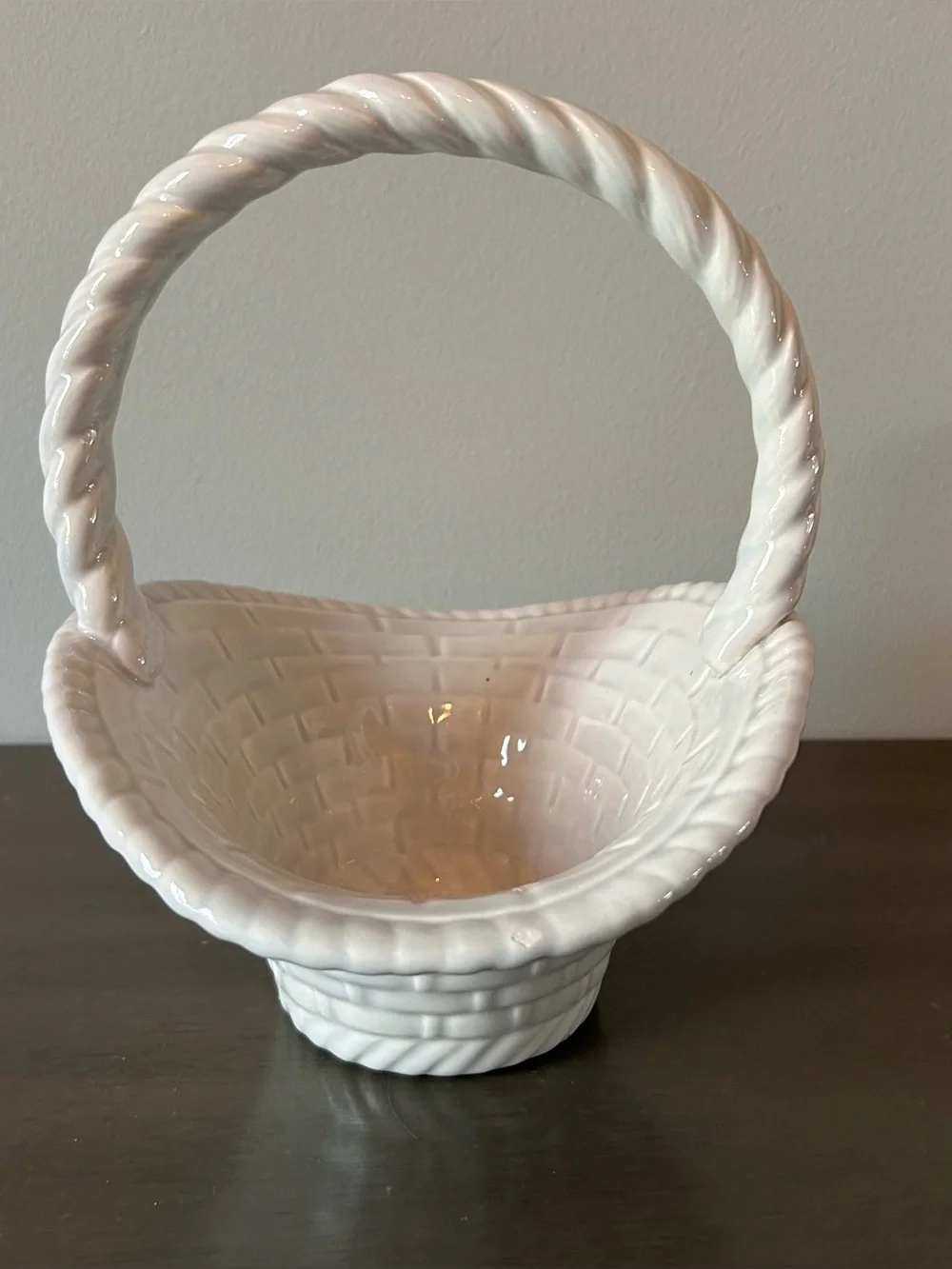 Vintage White Ceramic Basket